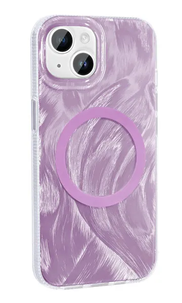 iPhone 13 / 14 Uyumlu Kılıf Magsafe Şarj Özellikli Fırça Boya Desenli Palet Kapak