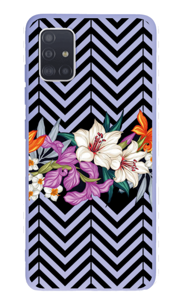 Samsung Galaxy A51 Lansman Kılıf - Çiçek Lila
