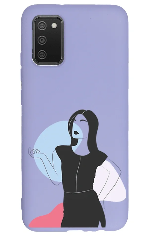 Samsung Galaxy A02s Lansman Kılıf - Art Woman 1 Lila