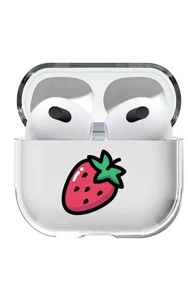 AirPods 3. Nesil Şeffaf Kılıf - Çilek