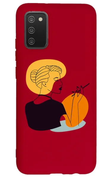 Samsung Galaxy A02s Lansman Kılıf - Art Woman 2 Kırmızı