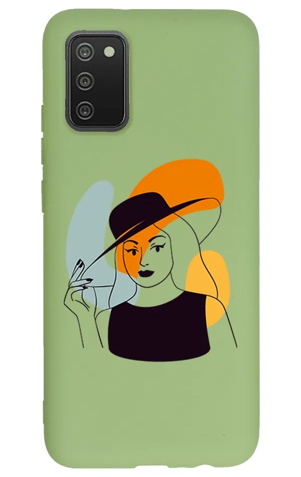 Samsung Galaxy A02s Lansman Kılıf - Art Woman 4 Yeşil
