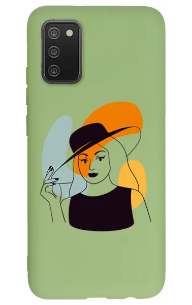 Samsung Galaxy A02s Lansman Kılıf - Art Woman 4 Yeşil